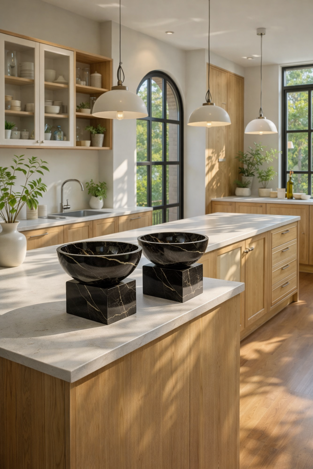 Marble Cantilever Pedestal Bowls